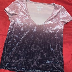Ombré pink-purple velvet American eagle top
